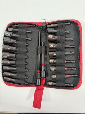 21- Piece Magnetic Nut Driver & Bit Set in Black with Red Trim